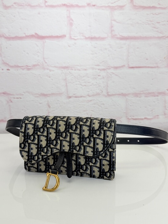 Dior Handbags - Christian Dior Oblique Navy Saddle Belt Bag
